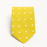 The 100% Linen Tie - Yellow Dots