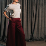 The Palazzo Linen Pants - Bordeaux