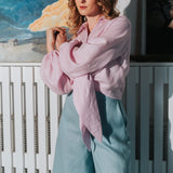 The Palazzo Linen Pants - Aqua