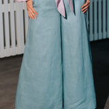 The Palazzo Linen Pants - Aqua