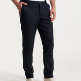 The Moldoveanu Linen Cotton Trousers - Navy Blue