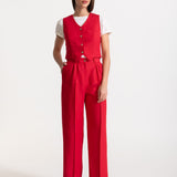 The Figa Linen Trousers - Red