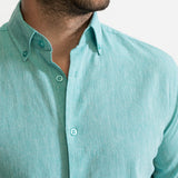 The Godeanu Linen Shirt - Aqua