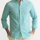 The Godeanu Linen Shirt - Aqua