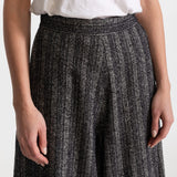The Palazzo Wool Pants - Salt & Pepper Chevron