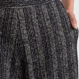 The Palazzo Wool Pants - Salt & Pepper Chevron