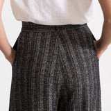 The Palazzo Wool Pants - Salt & Pepper Chevron