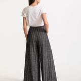 The Palazzo Wool Pants - Salt & Pepper Chevron