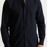 The Godeanu Linen Shirt - Navy Blue