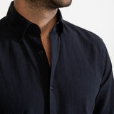 The Godeanu Linen Shirt - Navy Blue