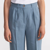 The Figa Linen Trousers - Slate Blue