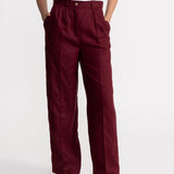 The Figa Linen Trousers - Bordeaux