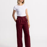 The Figa Linen Trousers - Bordeaux
