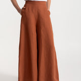 The Palazzo Linen Pants - Terracotta