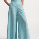The Palazzo Linen Pants - Aqua