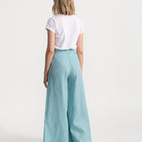 The Palazzo Linen Pants - Aqua
