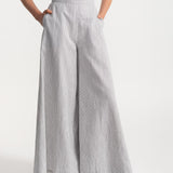 The Palazzo Cotton Pants - Grey Stripes