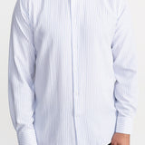 The Peles Egyptian Cotton Shirt - White with Sky Blue Stripes