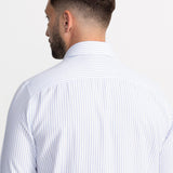 The Peles Egyptian Cotton Shirt - White with Sky Blue Stripes