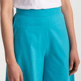 The Palazzo Cotton Pants - Aqua