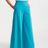 The Palazzo Cotton Pants - Aqua