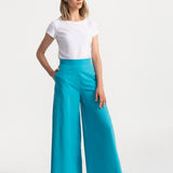 The Palazzo Cotton Pants - Aqua