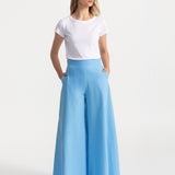 The Palazzo Cotton Pants - Mediterranean Blue