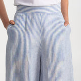 The Palazzo Linen Pants - Blue Stripes