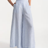 The Palazzo Linen Pants - Blue Stripes