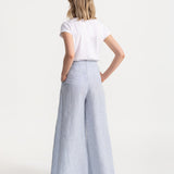 The Palazzo Linen Pants - Blue Stripes