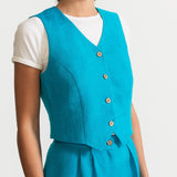 The Figa Linen Waistcoat - Azure