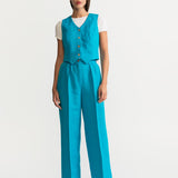 The Figa Linen Waistcoat - Azure