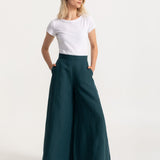 The Palazzo Linen Pants - Forest Green
