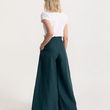 The Palazzo Linen Pants - Forest Green