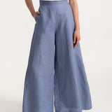 The Palazzo Linen Pants - Dusty Blue