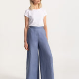 The Palazzo Linen Pants - Dusty Blue