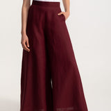 The Palazzo Linen Pants - Bordeaux