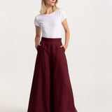 The Palazzo Linen Pants - Bordeaux
