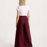 The Palazzo Linen Pants - Bordeaux