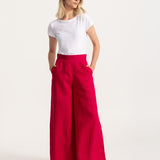 The Palazzo Linen Pants - Fuchsia