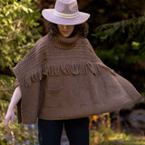 The Cibin Merino Wool Blend Poncho - Beige