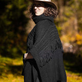The Cibin Merino Wool Blend Poncho - Black