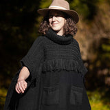 The Cibin Merino Wool Blend Poncho - Black