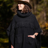 The Cibin Merino Wool Blend Poncho - Black
