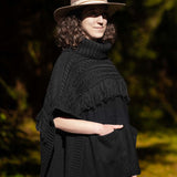 The Cibin Merino Wool Blend Poncho - Black