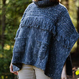 The Cibin Merino Wool Blend Poncho - Grey
