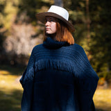 The Cibin Merino Wool Blend Poncho - Navy Blue