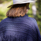 The Cibin Merino Wool Blend Poncho - Navy Blue