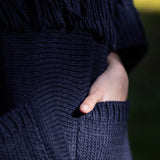 The Cibin Merino Wool Blend Poncho - Navy Blue