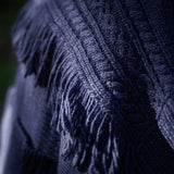 The Cibin Merino Wool Blend Poncho - Navy Blue